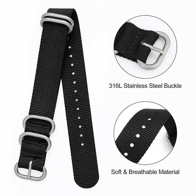 Thick Premium Woven Nylon Military Watch Zulu Strap - Image 2