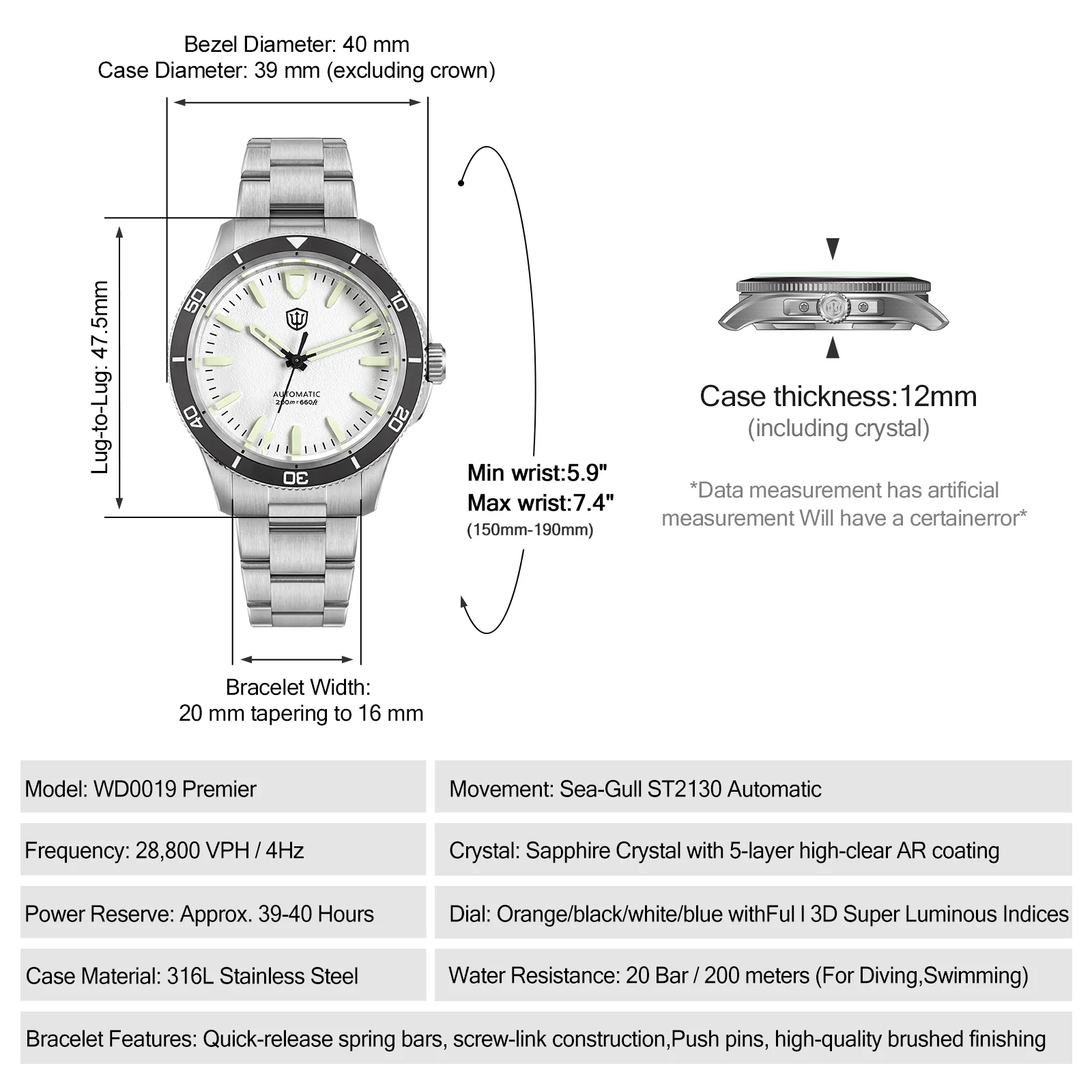 Watchdives WD0019 Premier 39mm Automatic Dive Watch - Image 33