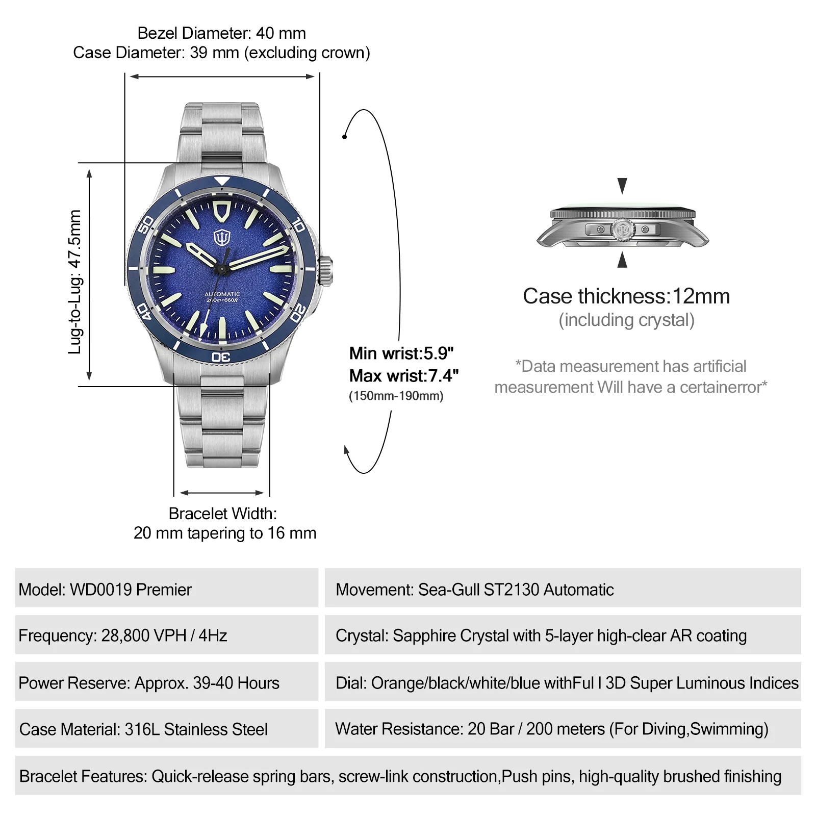 Watchdives WD0019 Premier 39mm Automatic Dive Watch - Image 40