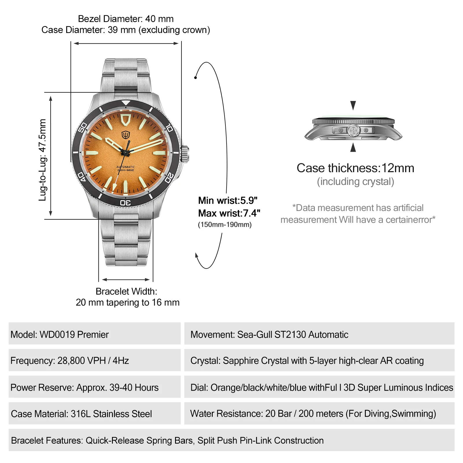 Watchdives WD0019 Premier 39mm Automatic Dive Watch - Image 45